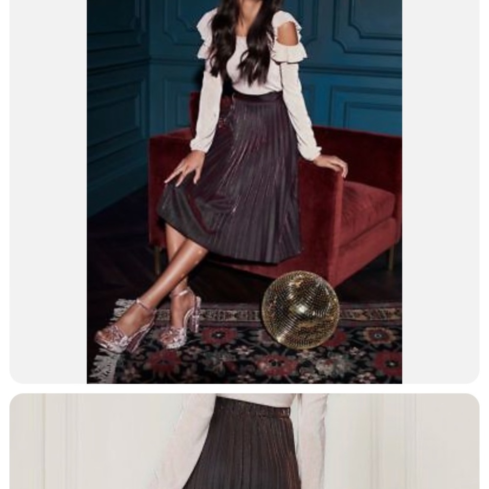 Lauren Conrad Metallic Pleated Midi Skirt